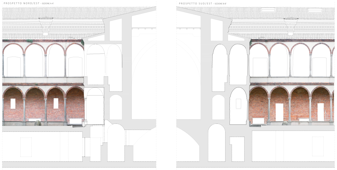Prospetti area di intervento con inserimento fotopiani - Scala 1:50